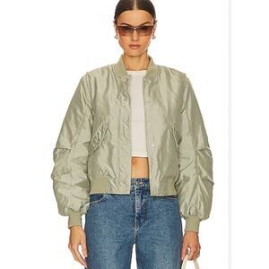 BLANKNYC Quilted Bomber Jacket Women’s M Green Snap Front Puffer